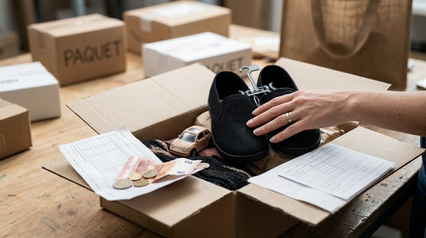 Shipping parcels from non-EU stores with a €3 customs duty label.