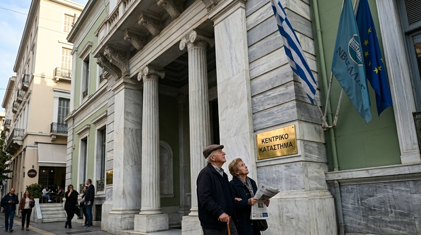 National Bank of Greece chart showing Greek Economy growth and revenue digitalization.
