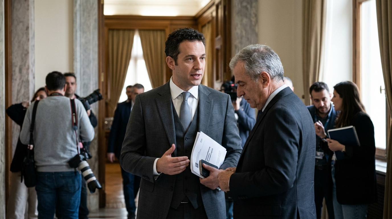 Ο Κωνσταντίνος Κυρανάκης σε ομιλία για την ψηφιακή μετάβαση της Νέας Δημοκρατίας.