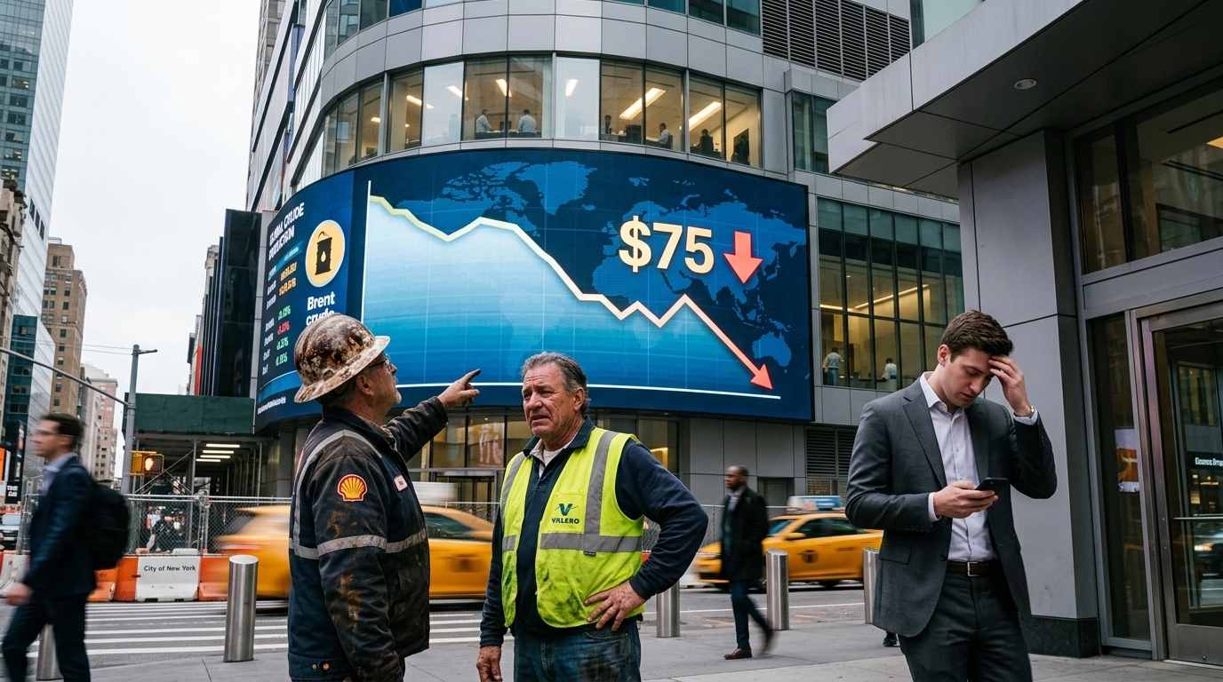 Financial chart showing oil prices and Morgan Stanley's $75 forecast.