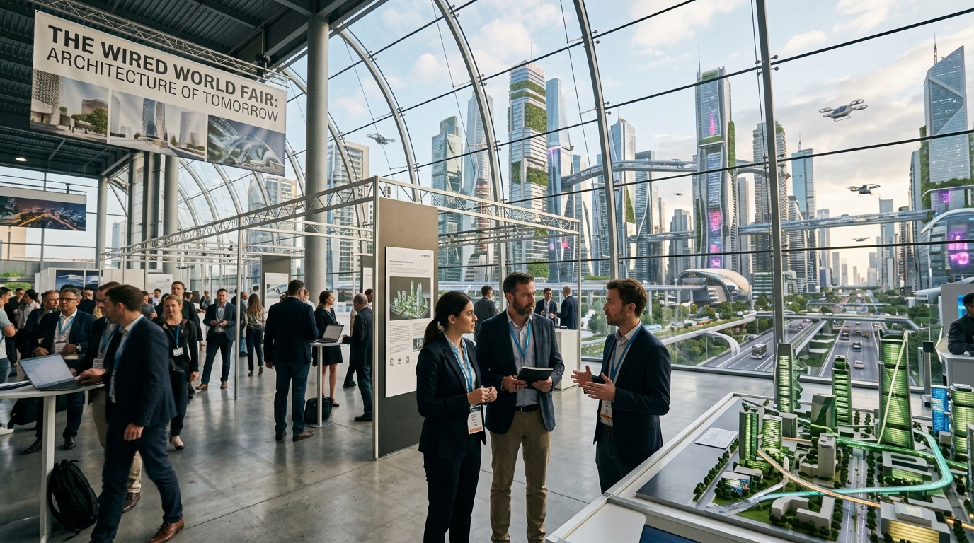 Digital visualization of future technology at the WIRED World Fair.