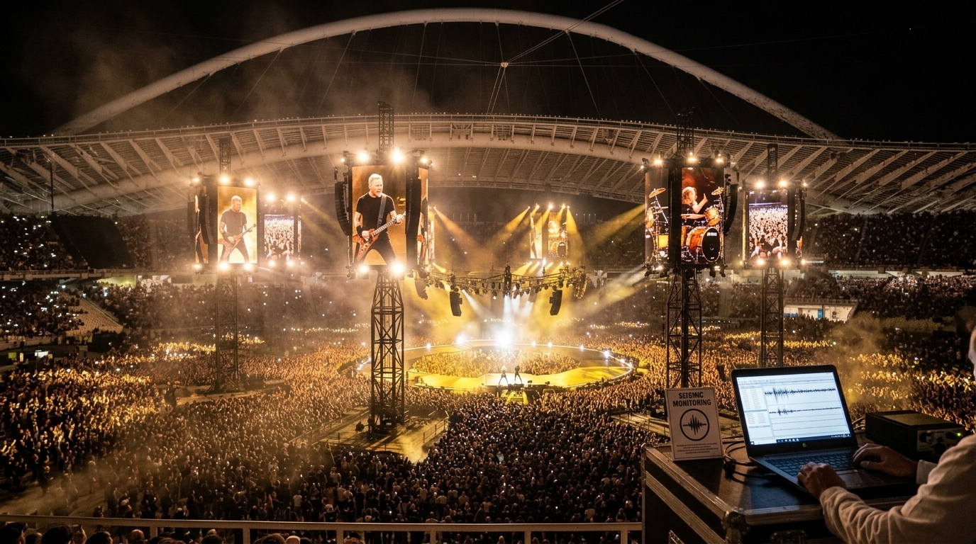 Seismograph recording from the Metallica concert at OAKA.