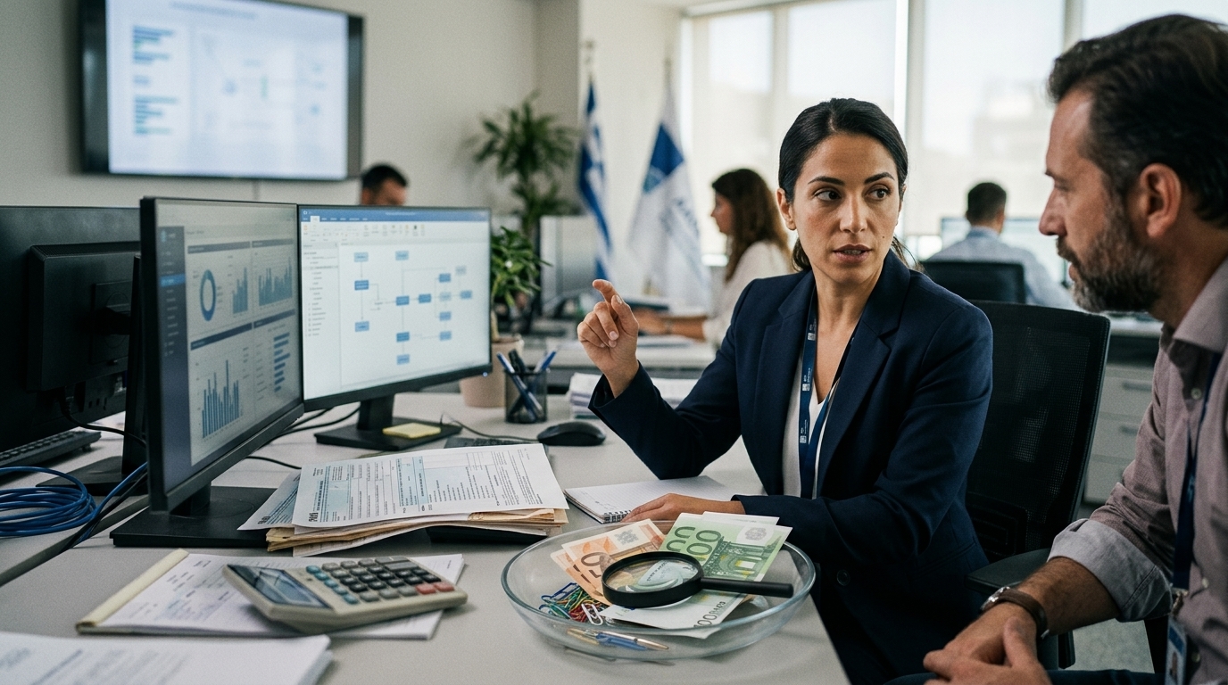 Digital representation of AADE using AI algorithms to detect tax evasion in Greece.