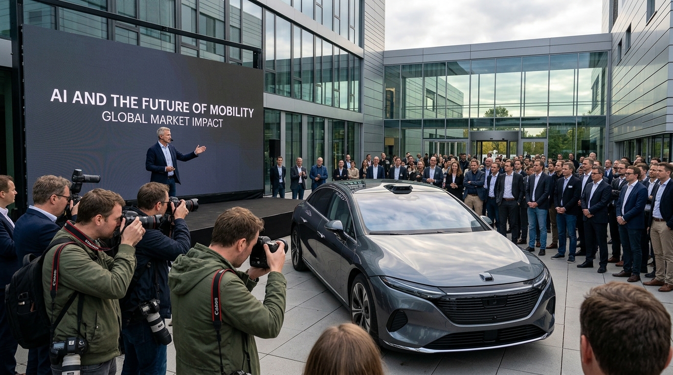 Modern vehicle featuring AI systems and autonomous driving technology by Tesla and NVIDIA.