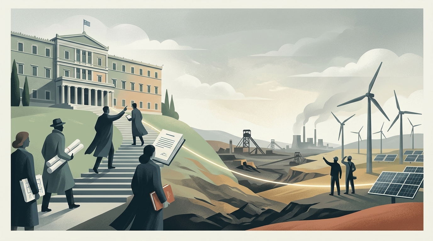 Kostis Hatzidakis presenting the de-lignitization clause for Greek coal regions in Parliament.
