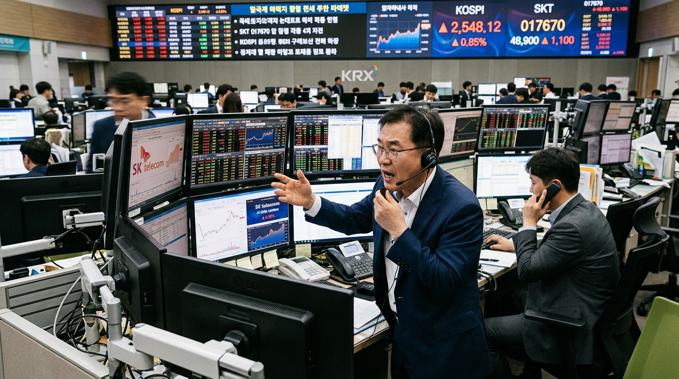 Interior of a modern SK Telecom AI Data Center facility in South Korea.