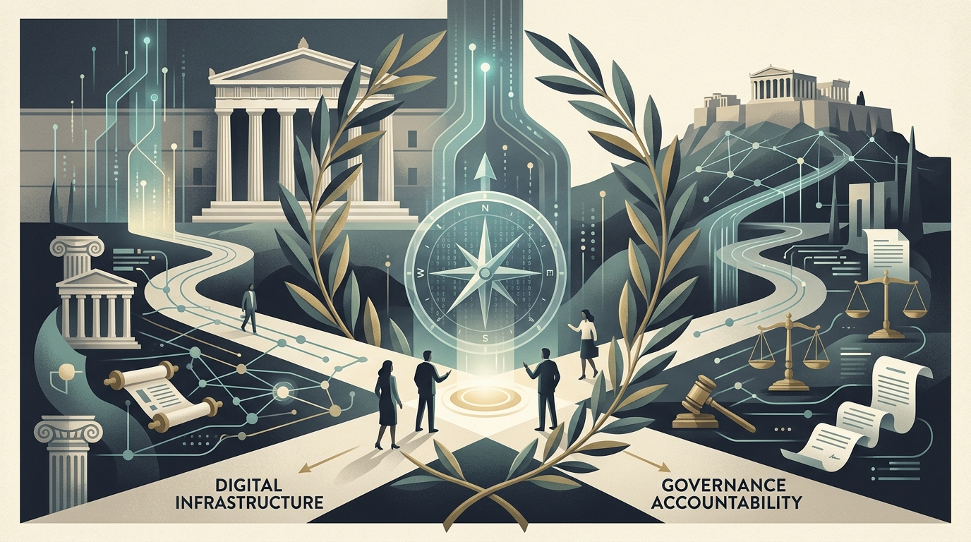 Digital governance and DAEDALUS supercomputer enhancing transparency in public administration.
