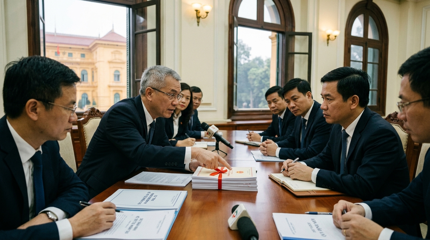 Digital representation of Vietnam AI regulation and data transparency.
