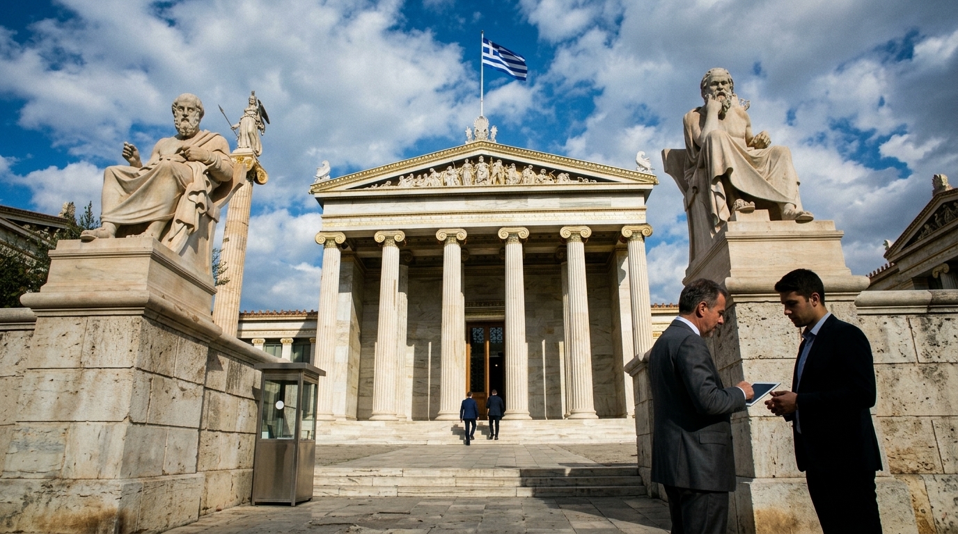 Greek economy growth charts and Bank of America logo for investment analysis.