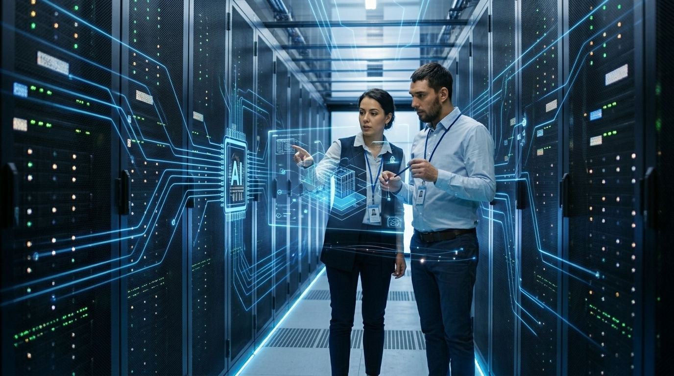 Developer using AI tools to design complex software architecture systems.