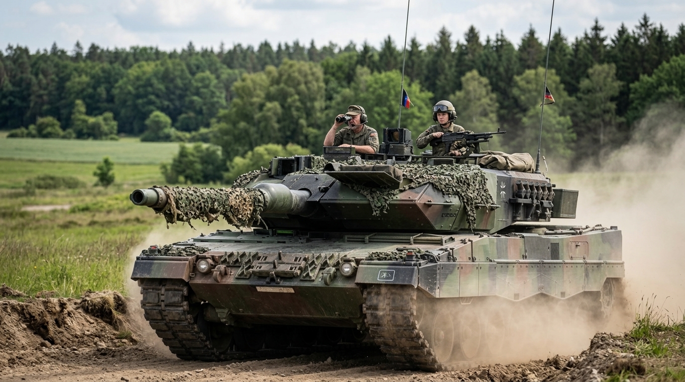 Το άρμα μάχης Leopard 2 της KNDS σε στρατιωτική άσκηση