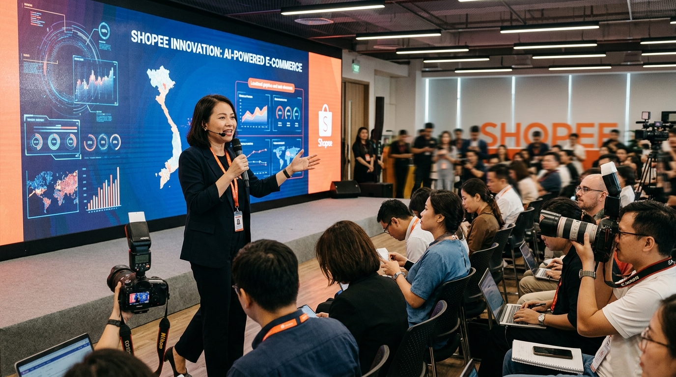 Shopee mobile app interface utilizing AI for e-commerce optimization in Vietnam.