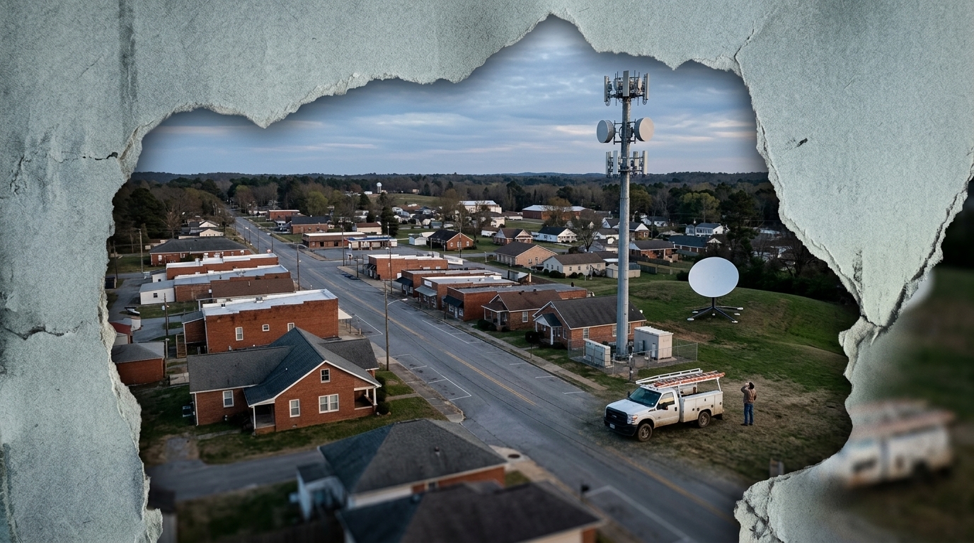 Starlink satellite dish representing broadband infrastructure and telecommunications.