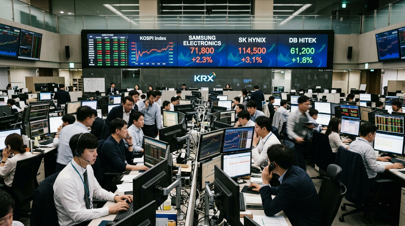 AI semiconductor chips from Samsung and SK Hynix representing market recovery.