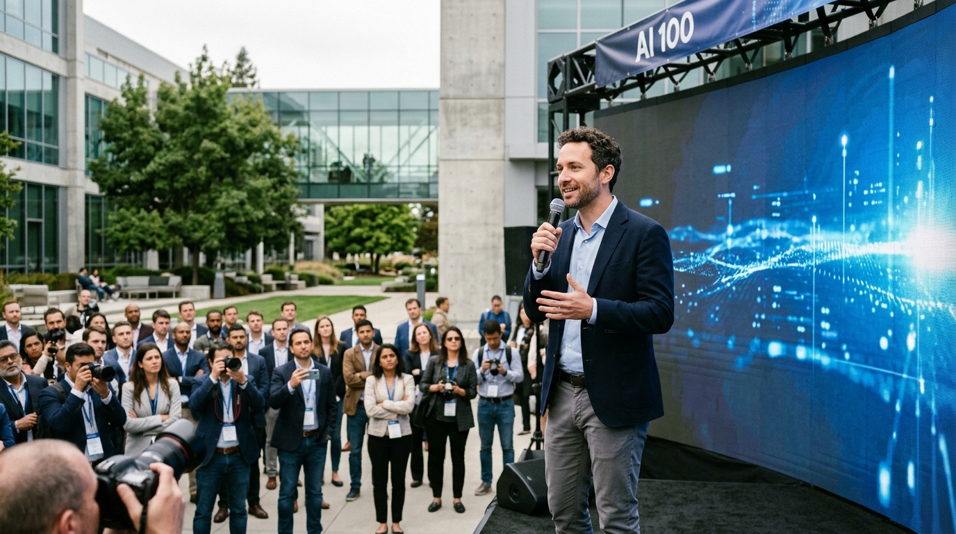 Το λογότυπο της Thread AI δίπλα στη διάκριση AI 100 της CB Insights για το 2026.