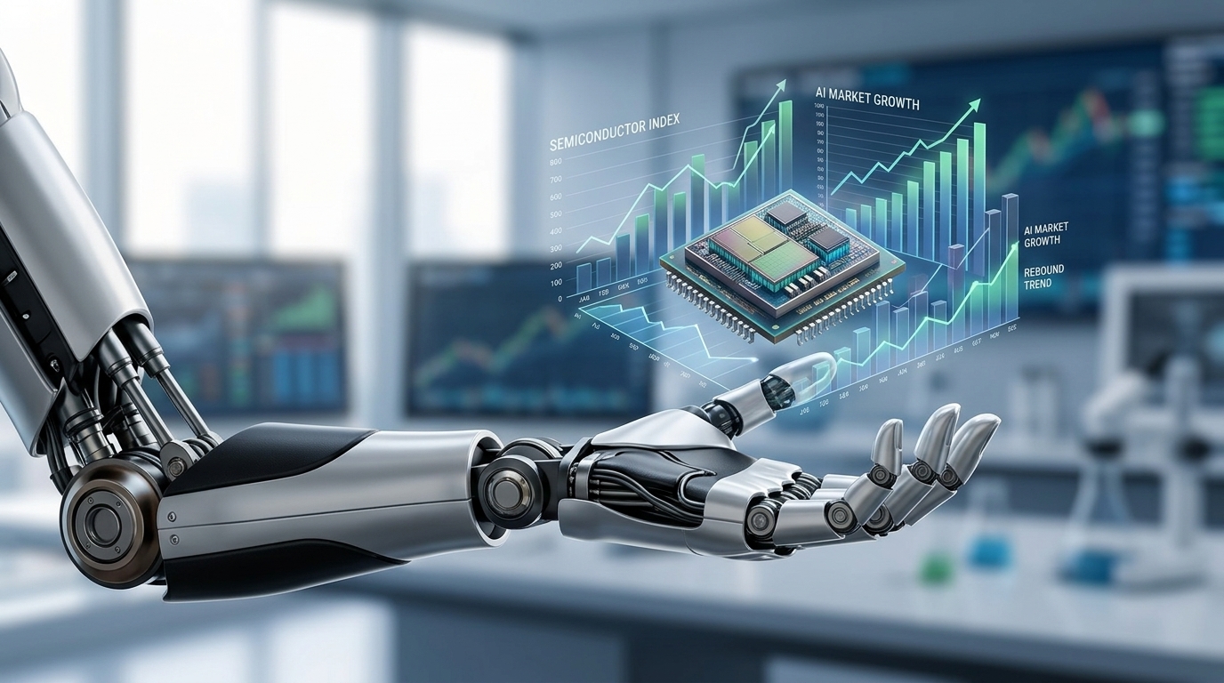 Stock market chart illustrating AI and semiconductor investment trends.