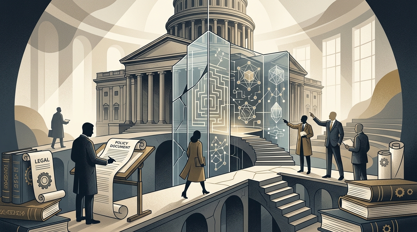 Abstract visualization of AI latent reasoning and governance frameworks.