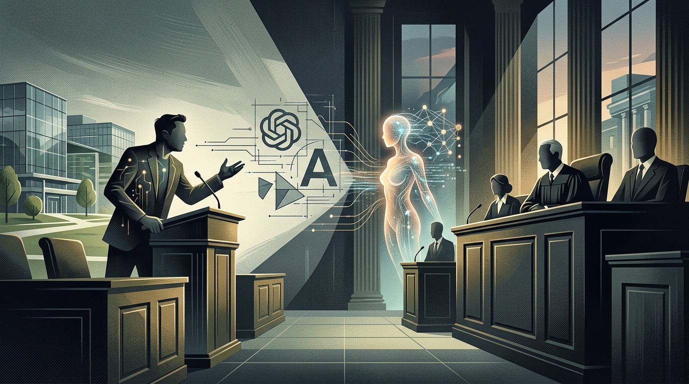 Elon Musk and Sam Altman in a legal dispute over OpenAI and AGI development.