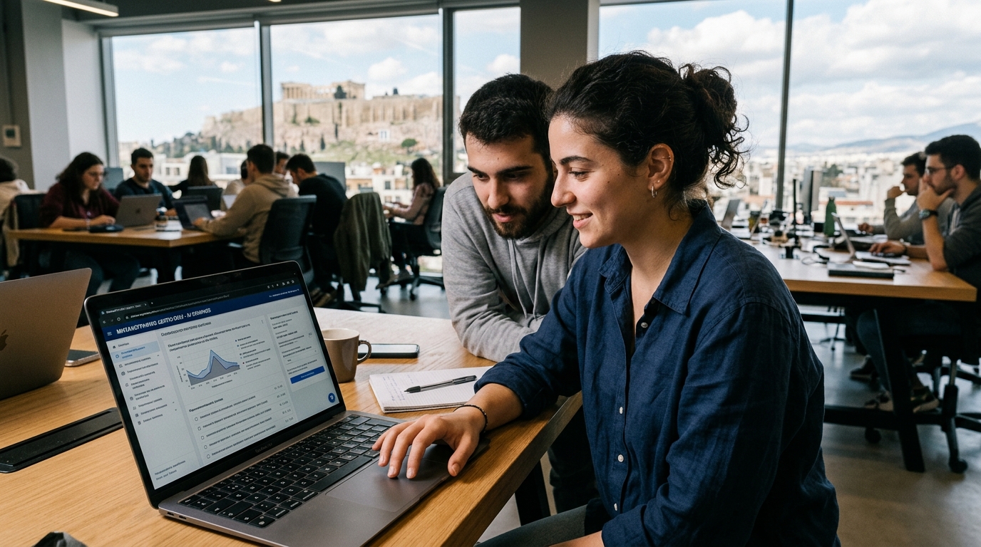 Student using AI tools to navigate the Greek university preference form.