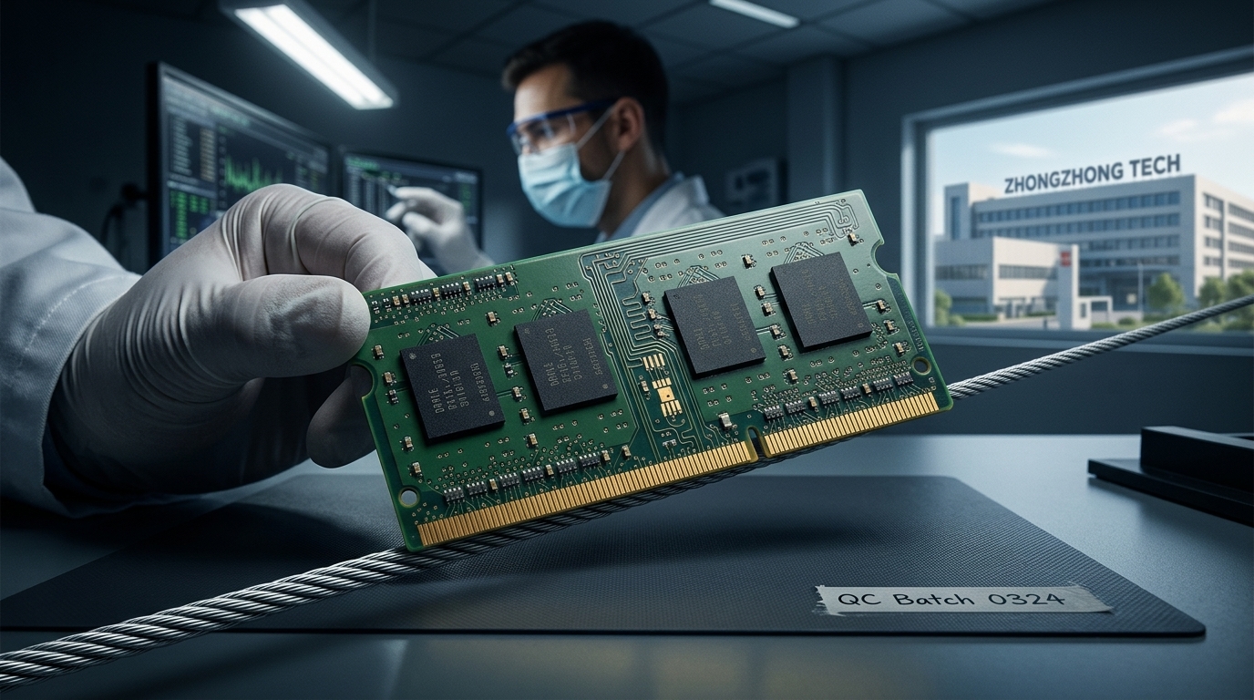 CXMT memory chips and Apple logo representing the US-China semiconductor trade war.