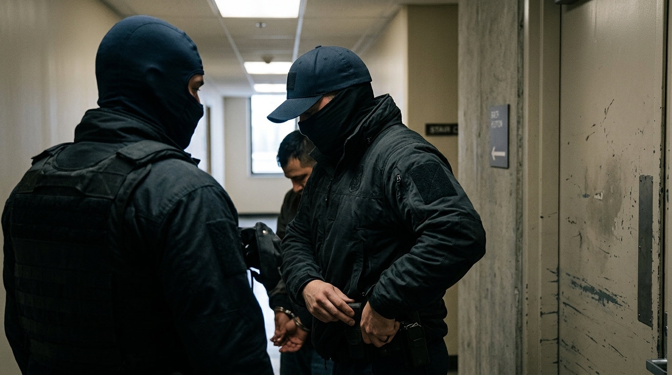 ICE agents during a suppression operation in the USA.