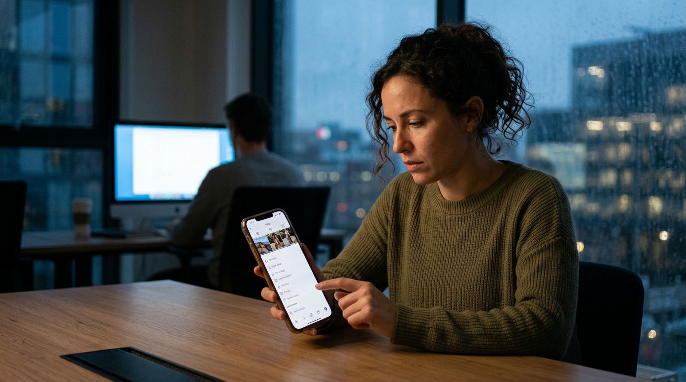 Instagram interface showing Meta AI integration and privacy settings for user data.
