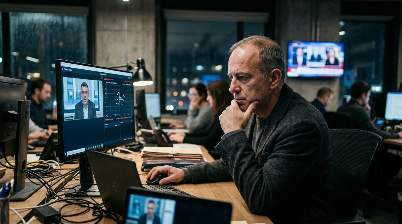 Digital representation of deepfake technology and cybersecurity in Greece.