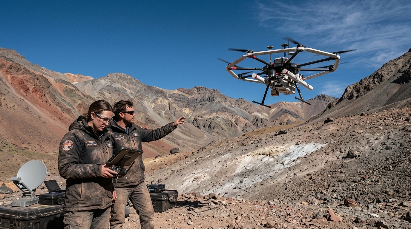 Autonomous drone with radar searching for water on the Mars surface.