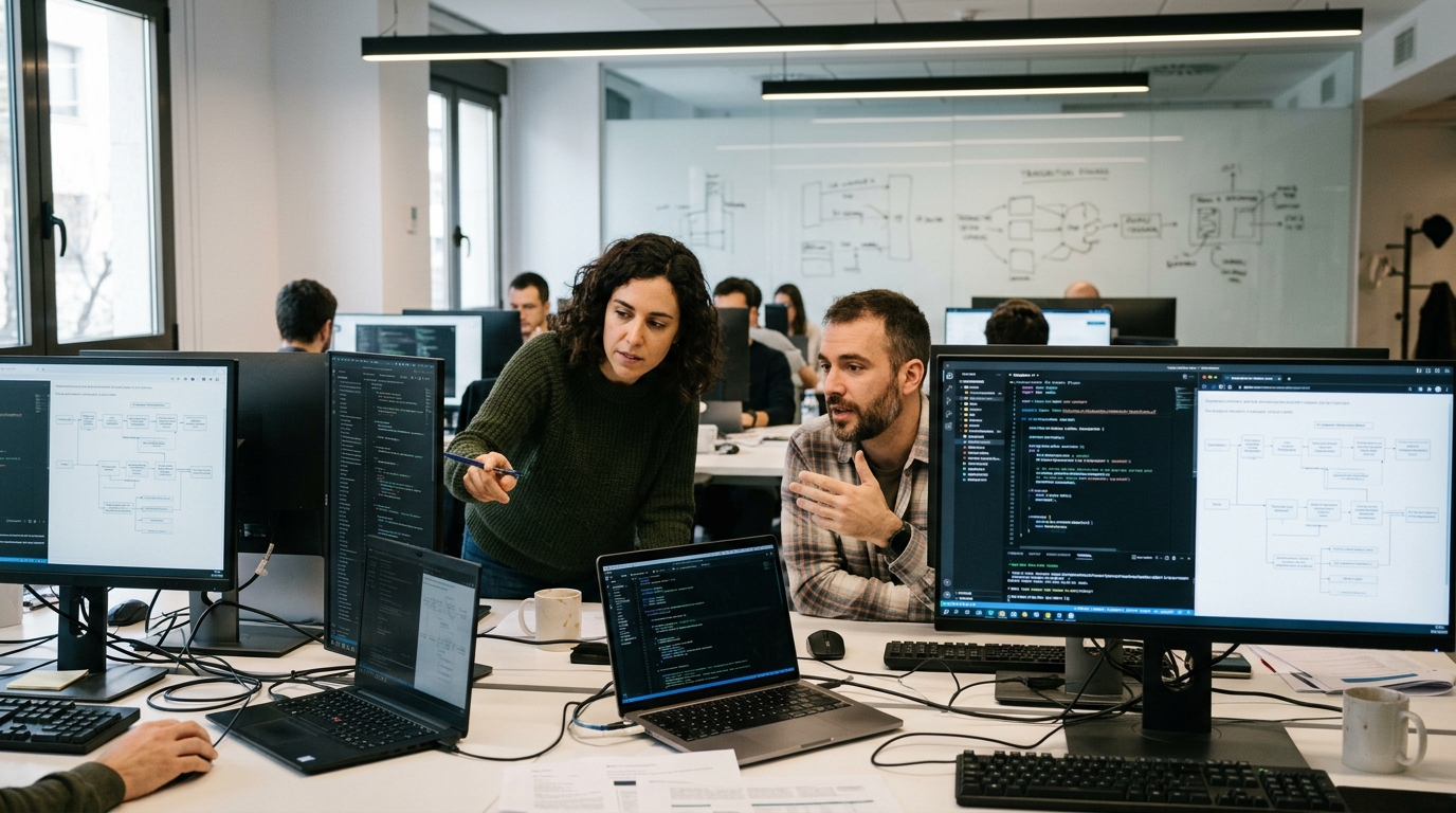 Digital representation of AI agents executing autonomous payments via Visa and BBVA infrastructure.