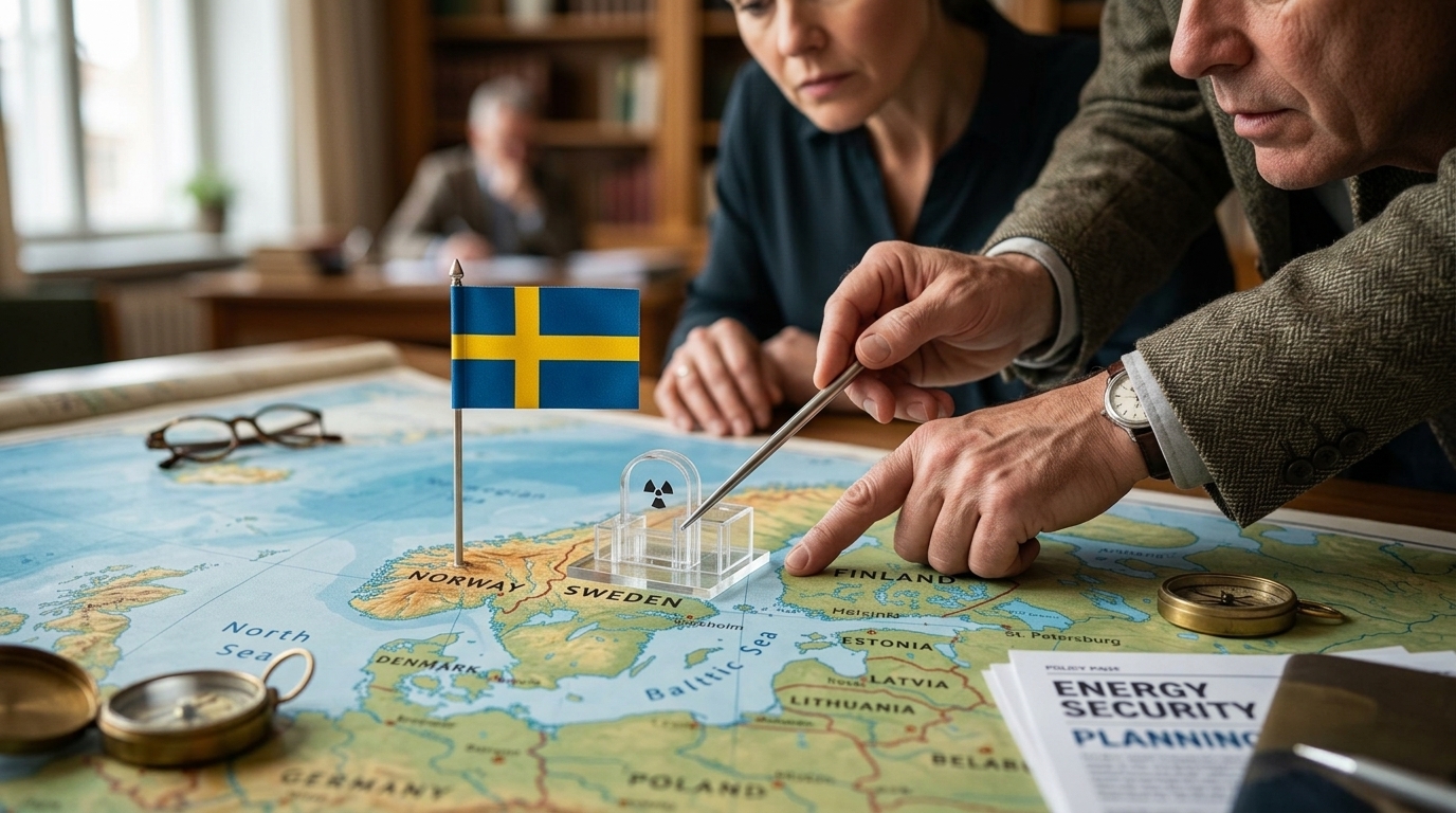 A modern nuclear power plant in Sweden representing state-led nuclear energy expansion.