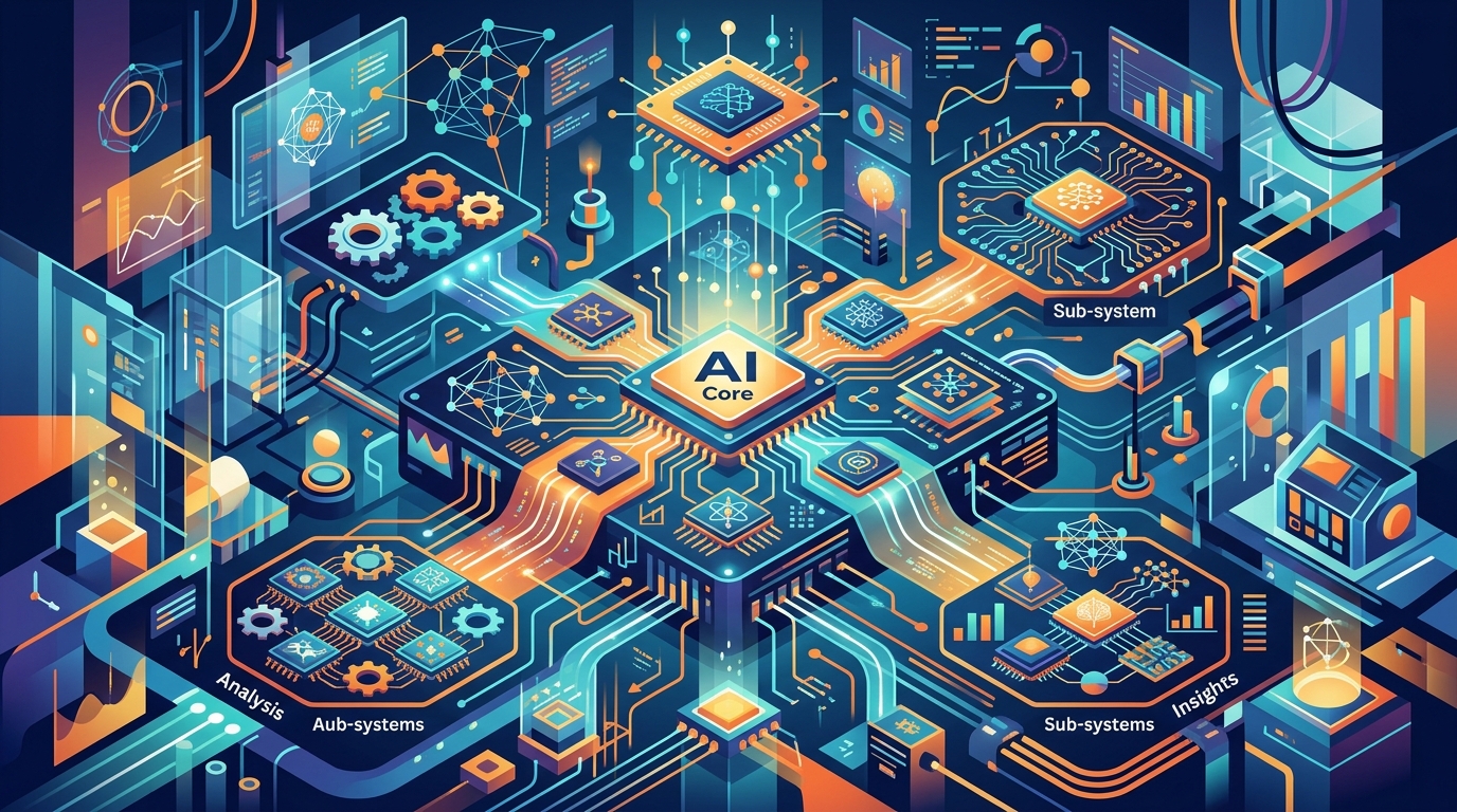 Technical diagram illustrating the architecture of Delegated AI and agentic adoption workflows.