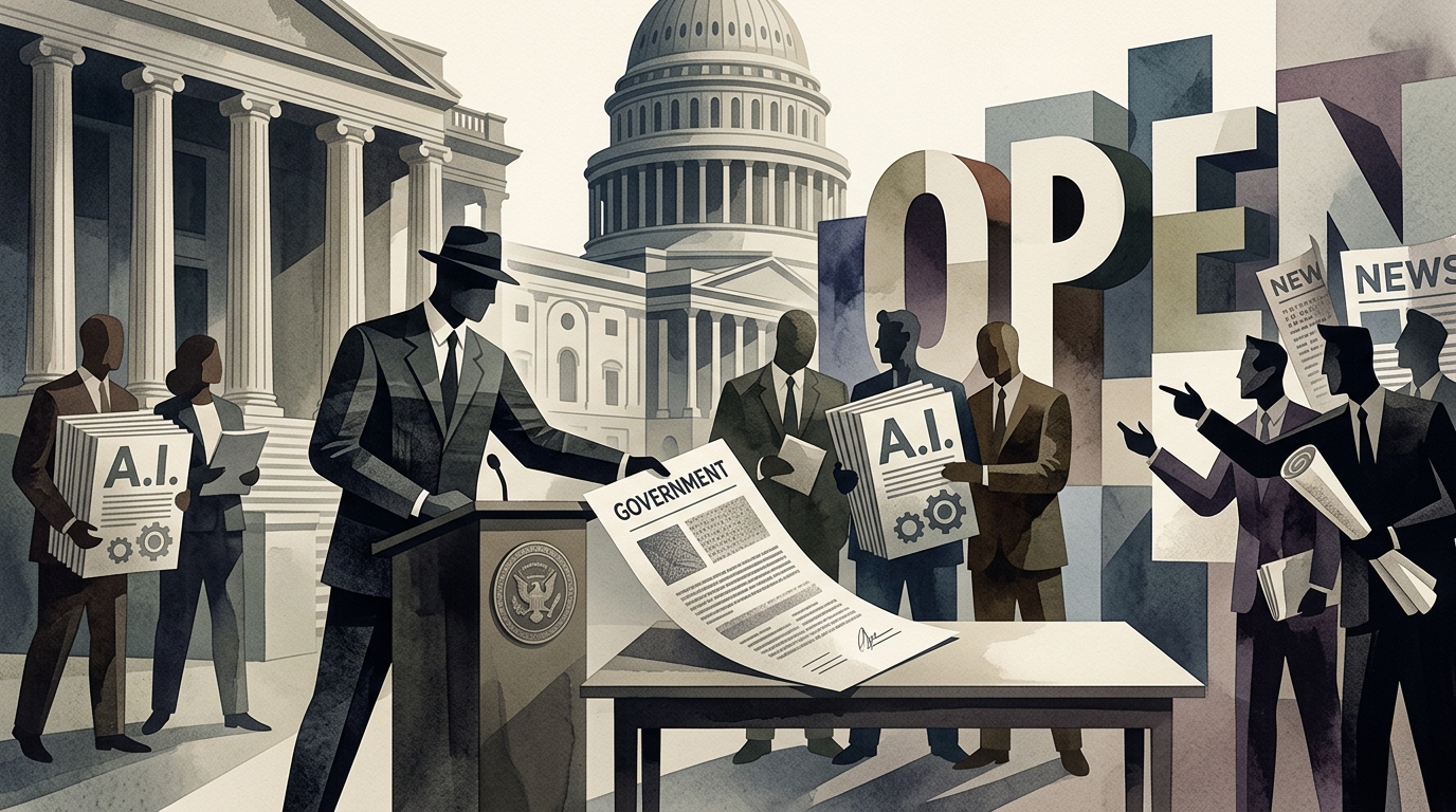 OpenAI and New York Times logos depicting the legal battle over AI training and copyright law.