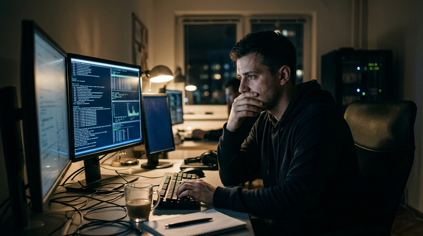 Digital illustration of AI-driven cybercrime and hacking.