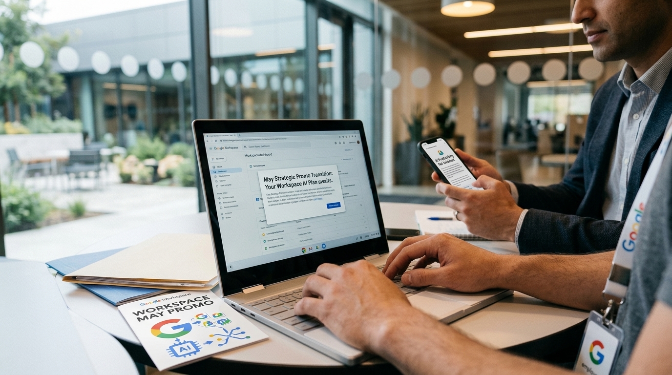 Λογότυπο Google Workspace με στοιχεία τεχνητής νοημοσύνης για την παραγωγικότητα επιχειρήσεων.