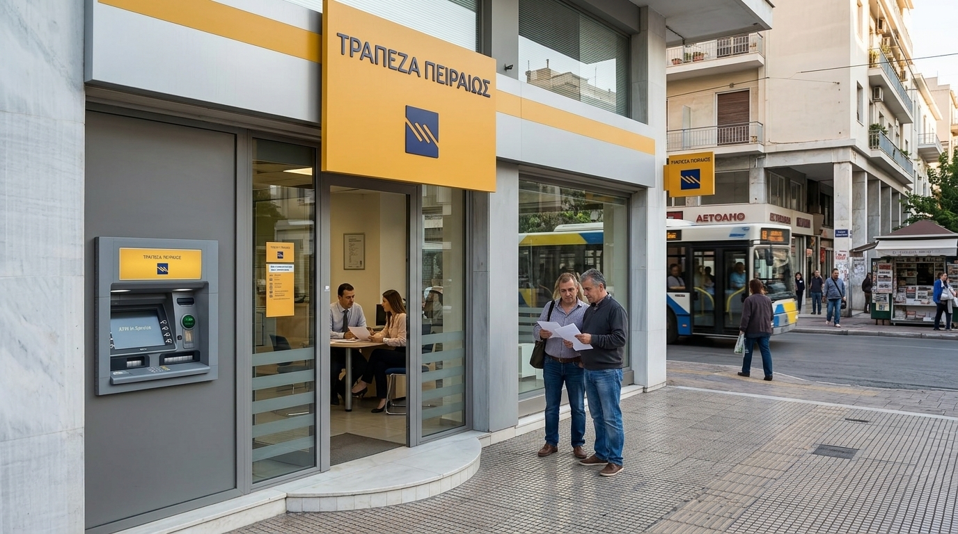 Piraeus Bank building illustrating the new landmark collective agreement.