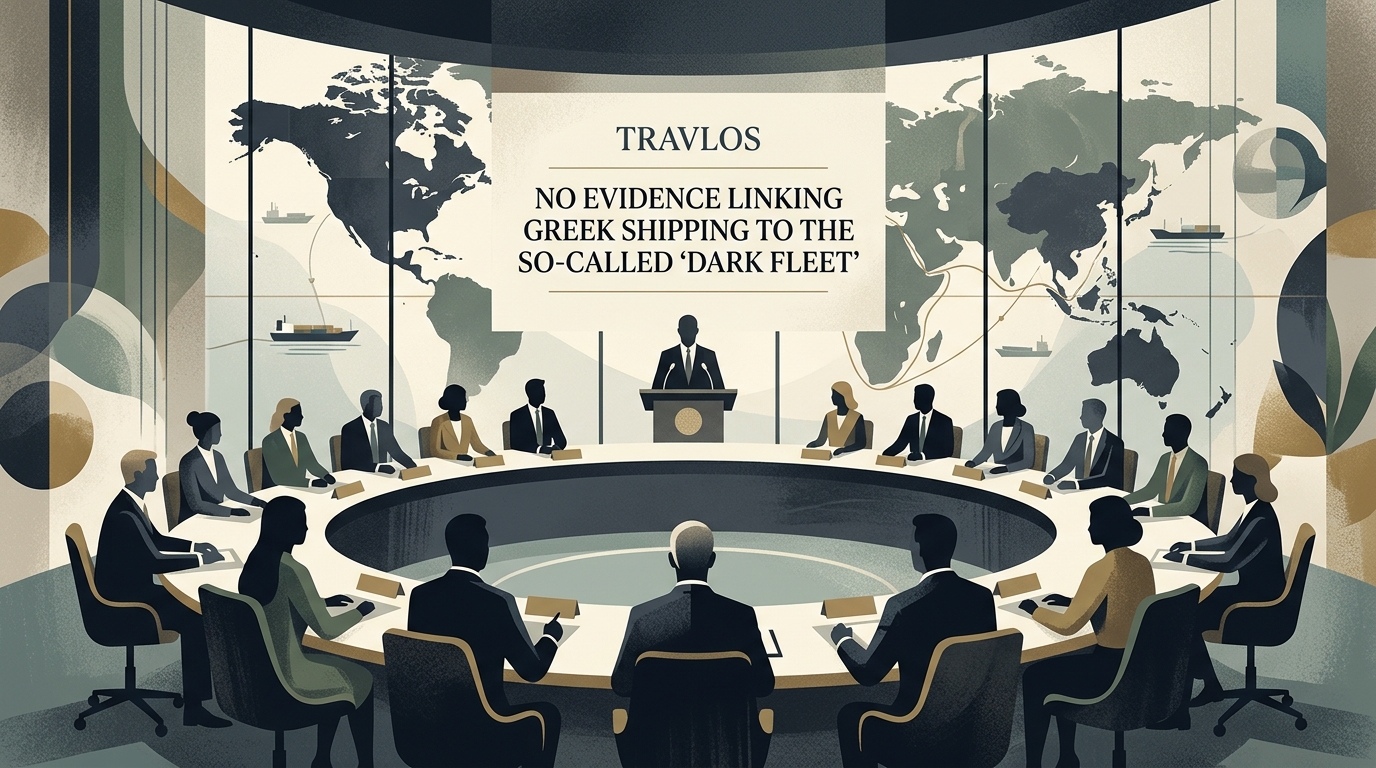 Melina Travlos addressing claims about the dark fleet in shipping.