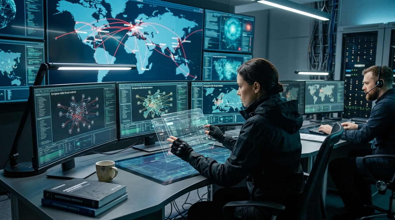 Digital illustration of an AI cyberattack on a banking system.