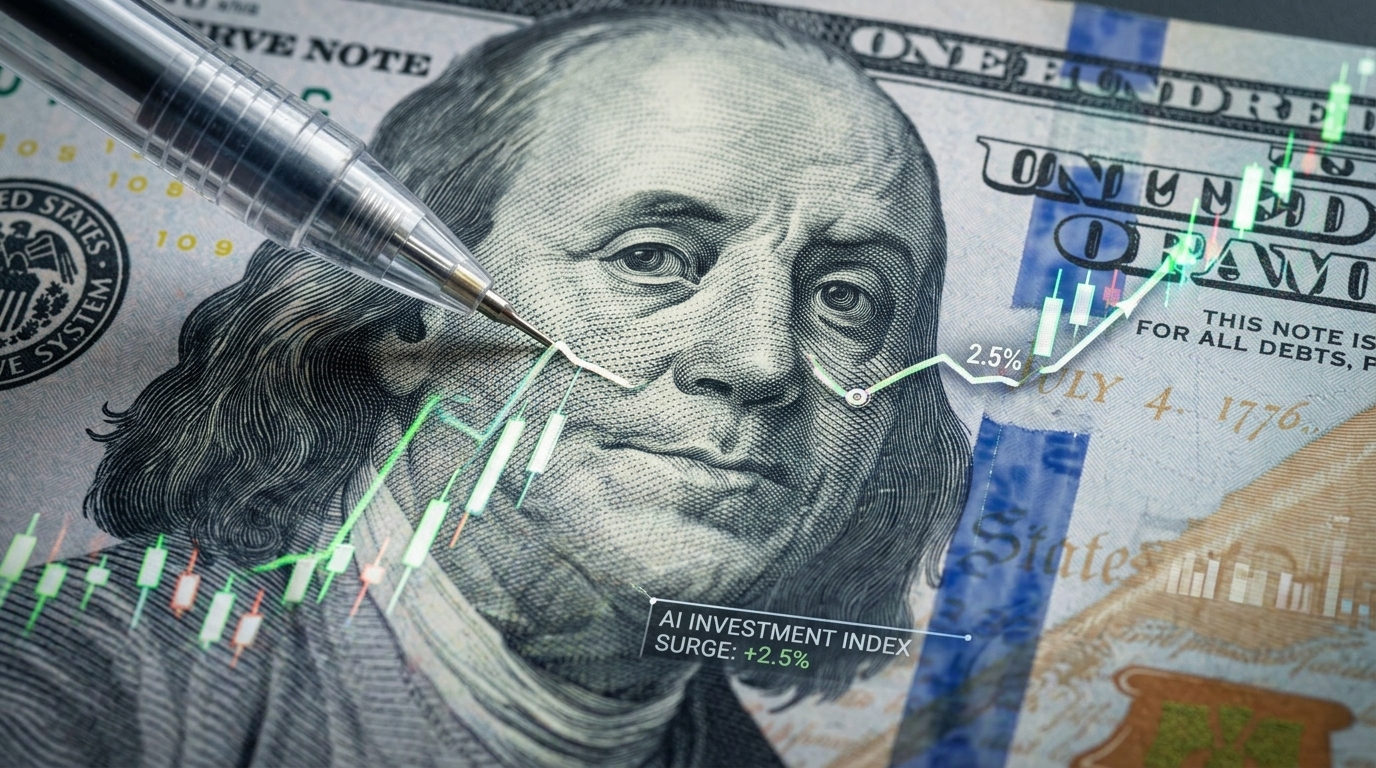 Financial chart showing US GDP growth and AI investment trends