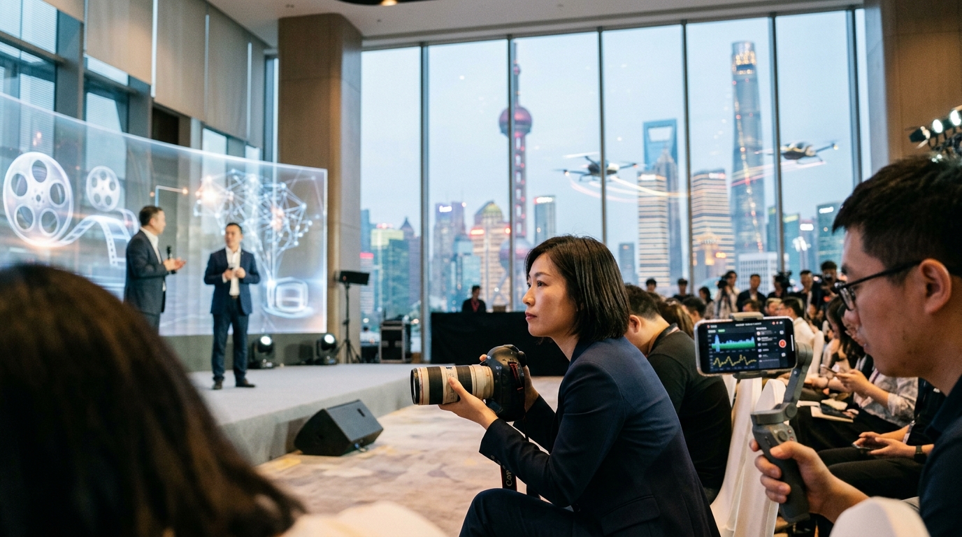 Scene from Shanghai Film Festival showcasing Artificial Intelligence.