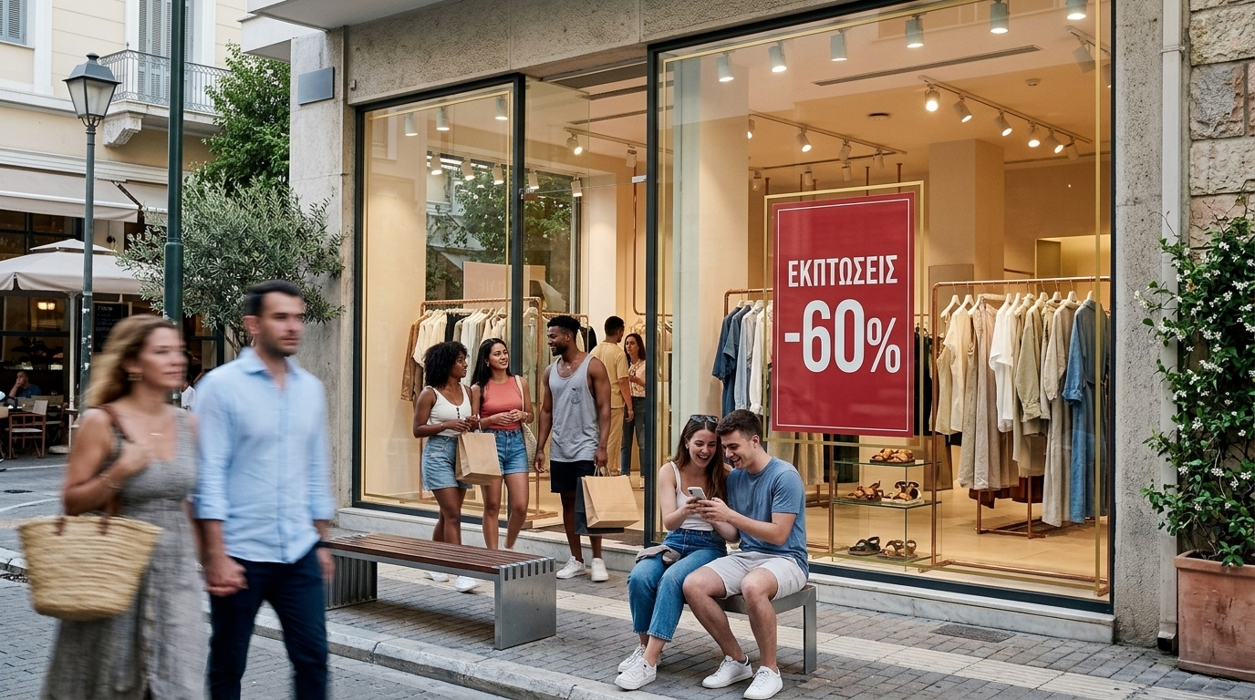 Shoppers in a retail mall during the 2026 summer sales period.