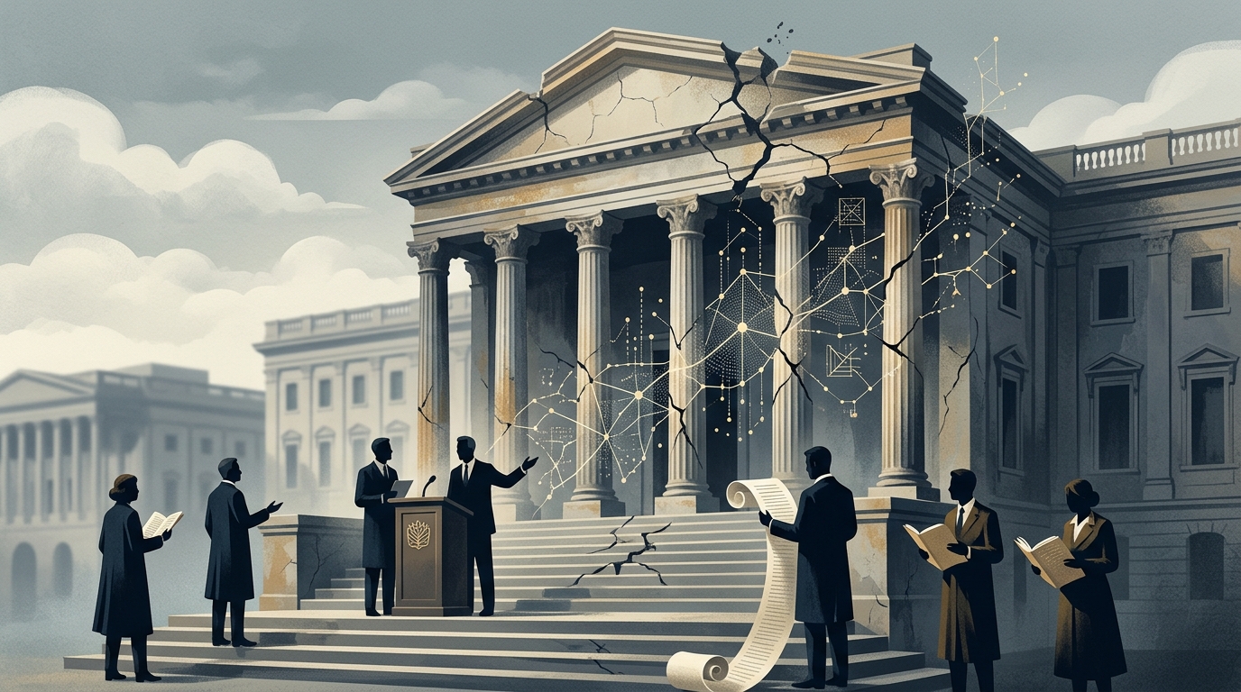 Digital representation of AI integrity failure in scientific governance.