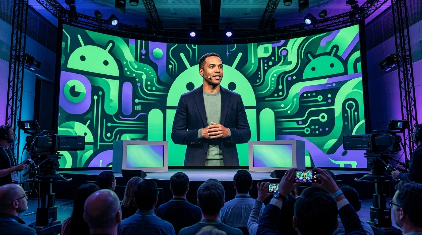Android 17 logo featured at the Google Android Show 2026 event.