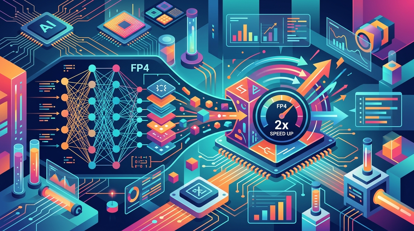 Visualization of Format-Aware Fusion technique for boosting FP4 speed in AI.