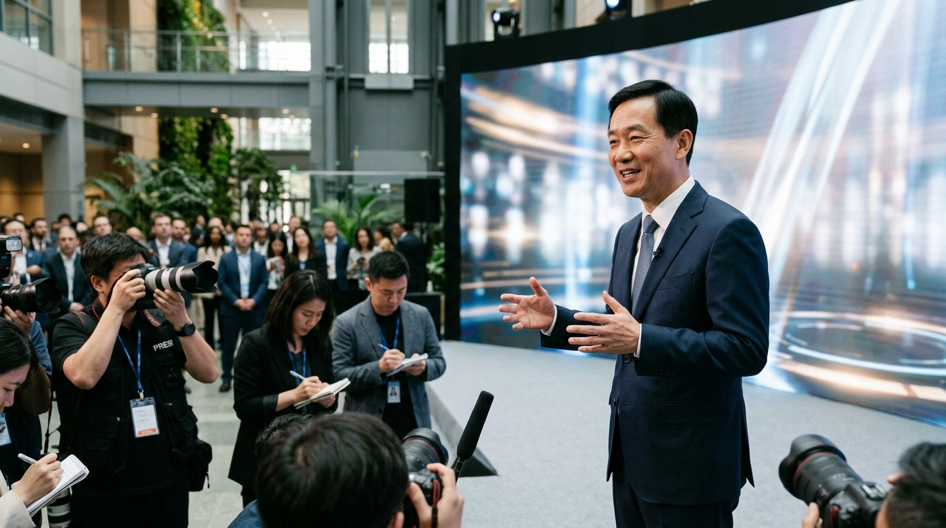 Alibaba logo with digital AI and cloud computing data visualizations.