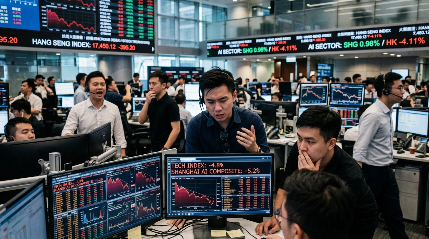 Digital representation of Chinese AI and open-source technology impact.