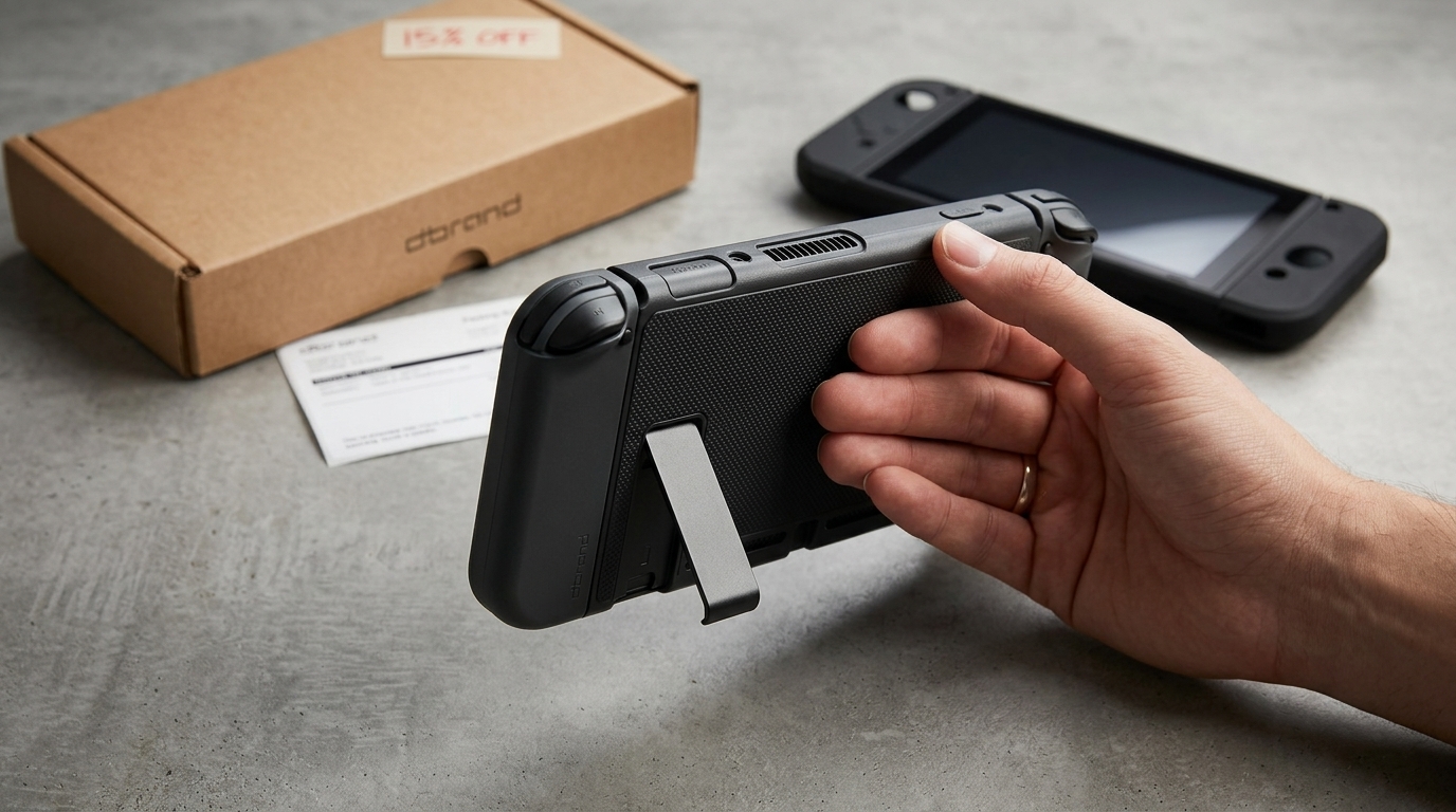 Dbrand Killswitch 2 protective case mounted on a Nintendo Switch 2 gaming console.