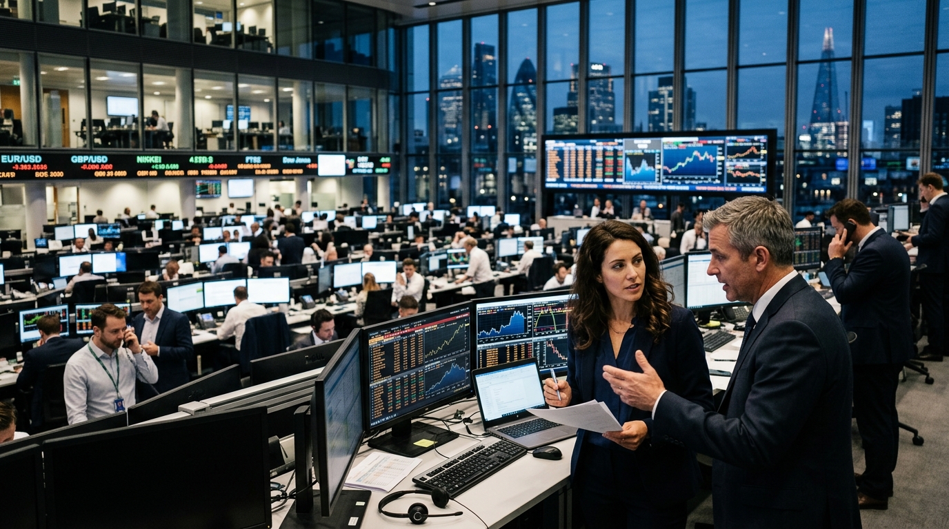 Digital representation of AI in banking and the global financial system.