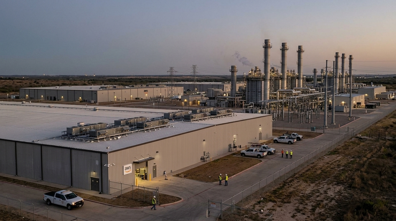 Βιομηχανική μονάδα ενέργειας για το Amazon data center στο Τέξας.