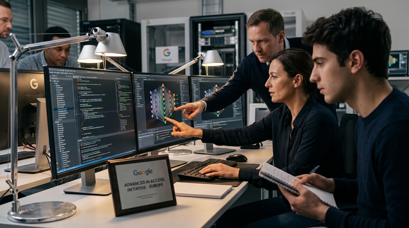 Scientists utilizing advanced Google AI systems for research in Europe.