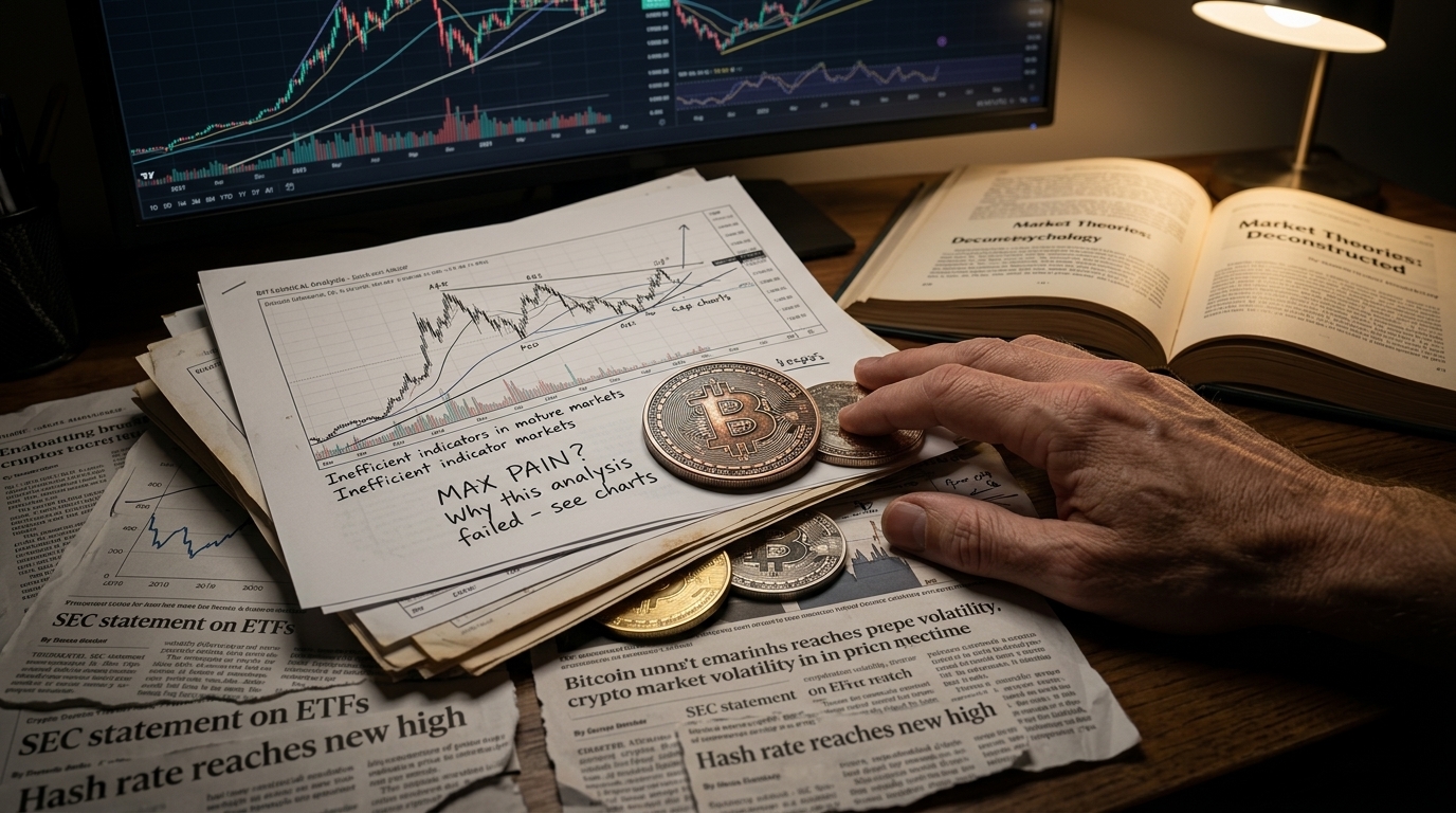 Digital representation of Bitcoin price charts and options expiry data illustrating the Max Pain theory.